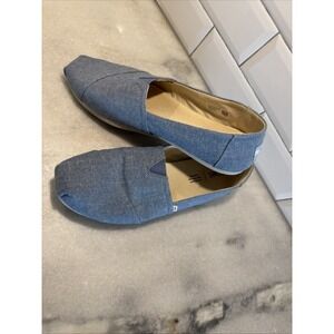 NEW TOMS Womens Alpargata Blue Slub Chambray Fabric Slip-On Flat Ortholite US 10